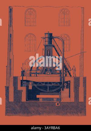 An intricate illustration of a steam engine, showcasing its complex ...
