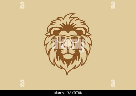 Stylish Hipster Lion Logo with Glasses, Combining Elegance and Modernity Stock Vector