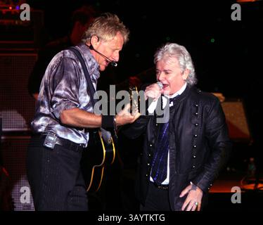 Englishman GRAHAM RUSSELL, left, and Australian RUSSELL HITCHCOCK of the group Air Supply perform Friday, Sept. 3, 2010 in Las Vegas, NV. The soft rock duo was formed in 1975 and has produced 30 albums and more than 15 hit singles. (Credit Image: © Barry Sweet/ZUMApress.com) Stock Photo