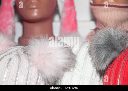 Mannequins dressed in warm clothes. Stock Photo