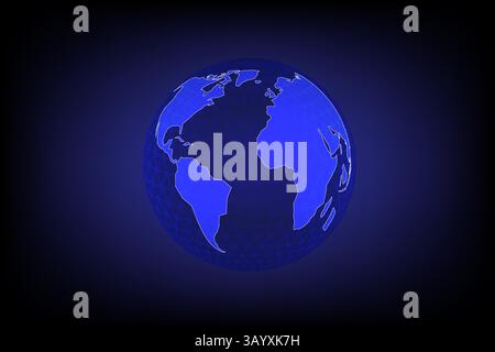 Globe World Map point wireframe on a dark blue background, vector illustration Stock Vector