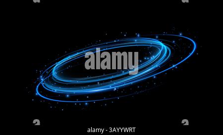 Dynamic blue circles emit dazzling light, creating a stunning visual effect against a dark backdrop Stock Vector