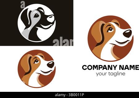 Friendly Dog Head Profile Logo in Circular Frame for Pet Services and Products Stock Vector