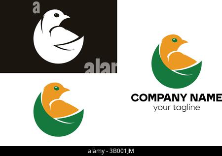Modern and Minimalist Bird Nestled in Leaf Logo for Natural and Eco-Friendly Brands Stock Vector
