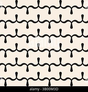 Thick drops horizontal seamless pattern on beige background. Repeating black beige pattern. Stock Vector