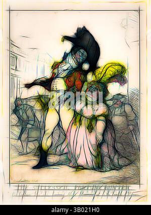 A flamboyant couple strikes a theatrical pose, showcasing elaborate costumes and expressive gestures. The figure on the left wears a grand hat and ornate attire, while the figure on the right displays a flowing gown and a vibrant feathered accessory, capturing a moment of playful elegance and dramatic flair., Classic art with a modern twist reimagined by Artotop Stock Photo