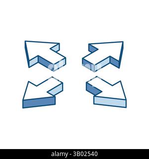 isometric vector set of arrows linear icons, in color on a white background, pointers for infographics and design Stock Vector