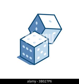 isometric vector linear icons of dice, in color on white background, game or luck Stock Vector