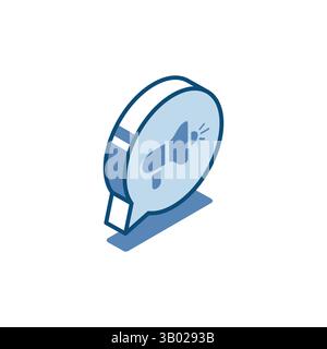 isometric vector linear icon of text bubble and loudspeaker image, in color on white background, information or appeal in business or marketing Stock Vector
