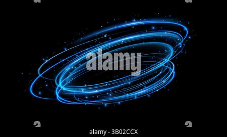 Swirling Blue Energy Loops on a Dark Background A mesmerizing Abstract Design featuring vivid colors and dynamics Stock Vector