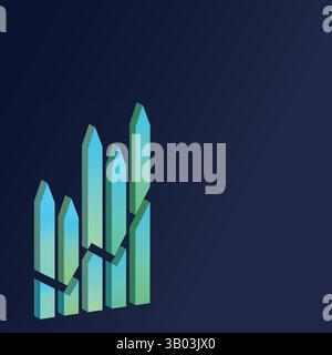 Creative business analytics graph showcasing sharp bar growth and futuristic performance insights Stock Vector