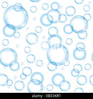 Vector Circle Soap Bubbles Pattern on White Background. Seamless Texture. Stock Vector