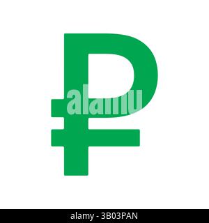 Green russian ruble currency symbol flat vector icon vector flat illustration design. Stock Vector