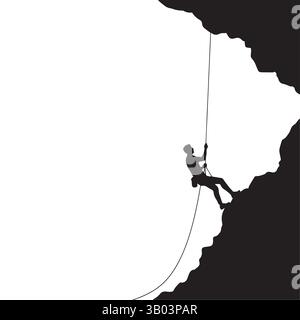 Man climbing silhouette vector flat illustration design. Man climbing mountain. Stock Vector