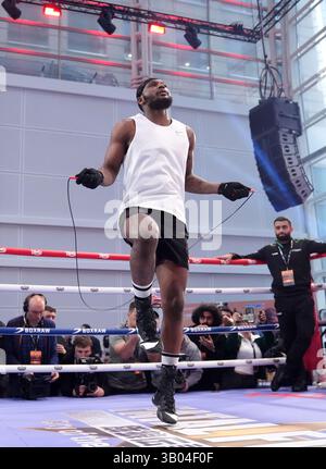 Viddal Riley during a public workout at The Pelligon, London. Picture ...