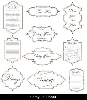 Set of simple line frames with double stroke. Vector illustration. Eps ...