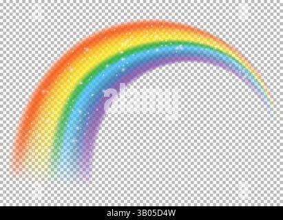 Rainbow icon realistic. Perfect icon isolated on transparent backgroun. Stock Vector