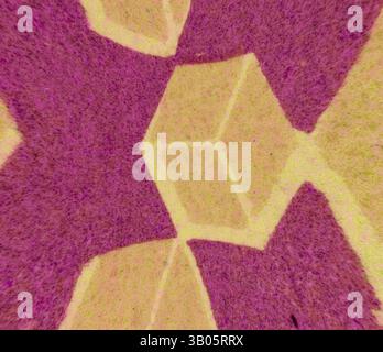 An abstract pattern featuring geometric shapes in a vibrant interplay of colors, creating a dynamic visual effect that draws the eye., A vibrant geometric pattern featuring intertwining hexagons and star shapes in warm tones of yellow and rich purple. Classic art with a modern twist reimagined by Artotop, Transformed Persian Ornament, Classic art with a modern twist reimagined by Artotop Stock Photo