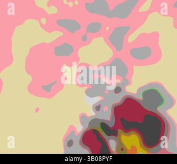 An abstract composition featuring soft, blended hues of pink, yellow, and gray, creating a dynamic interplay of shapes and tones that evoke a sense of movement and fluidity., A circular design featuring abstract patterns of soft pinks, yellows, and splashes of green and red, reminiscent of floral motifs and organic textures. Classic art with a modern twist reimagined by Artotop, Transformed French Fabrics, First Half of the Nineteenth Century, Classic art with a modern twist reimagined by Artotop Stock Photo