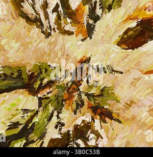 A vibrant and dynamic composition featuring swirling shades of green, brown, and hints of orange, creating an abstract representation that evokes movement and organic forms. The layered textures suggest foliage or natural elements, inviting interpretation and exploration., A textured circular arrangement featuring earthy tones and abstract patterns, resembling a natural landscape or artistic interpretation of a meal. Classic art with a modern twist reimagined by Artotop, Transformed French Fabrics, First Half of the Nineteenth Century, Classic art with a modern twist reimagined by Artotop Stock Photo