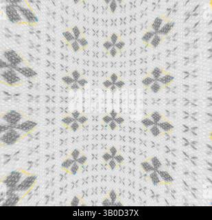 A symmetrical pattern featuring intricate designs of crosses and diamonds, interspersed with a subtle texture that adds depth and visual interest. The use of contrasting colors enhances the geometric shapes, creating a sense of rhythm and flow., A patterned circular surface featuring a grid of small geometric shapes in shades of grey, accented by subtle hints of color that add depth and interest to the design. Classic art with a modern twist reimagined by Artotop, Transformed French Fabrics, First Half of the Nineteenth Century, Classic art with a modern twist reimagined by Artotop Stock Photo