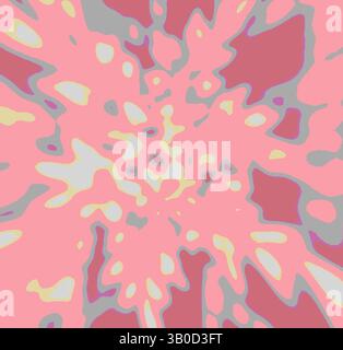An abstract composition featuring vibrant splashes of pink, yellow, and gray, creating a dynamic and energetic visual effect. The intertwining shapes seem to radiate outward, evoking a sense of movement and fluidity., A circular design featuring a delicate floral pattern set against a checkered background, combining soft pinks and muted tones for an elegant touch. Classic art with a modern twist reimagined by Artotop, Transformed French Fabrics, First Half of the Nineteenth Century, Classic art with a modern twist reimagined by Artotop Stock Photo