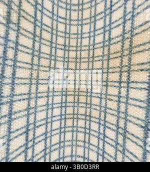 A close-up view of a textured fabric featuring a checkered pattern, with contrasting light and dark lines creating a dynamic visual effect., A circular piece of fabric featuring a classic checkered pattern in blue and cream tones, with subtle wear and faded areas adding character. Classic art with a modern twist reimagined by Artotop, Transformed French Fabrics, First Half of the Nineteenth Century, Classic art with a modern twist reimagined by Artotop Stock Photo
