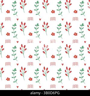 Hand Drawn Pattern with flowers, plants. Vector Illustration Stock ...