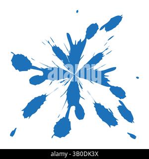 Blue splash shape. Paint splatter figure. Abstract liquid element. Vector dynamic form. Stock Vector