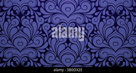 Seamless pattern with floral Elegance Ornamental Swirls in Royal Blue for wallpapers in the style of baroque seamless, Fashionable modern wallpaper Stock Vector