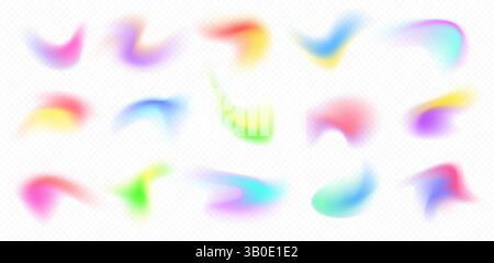 Colorful blurry gradient shapes, abstract light fluid mesh, soft colors in various forms. Stock Vector