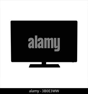 A clean, minimalist silhouette of a modern flat-screen television. Stock Vector