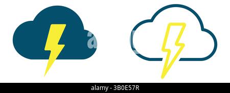 Thundercloud icon set. Flat vector illustration isolated on white Stock Vector