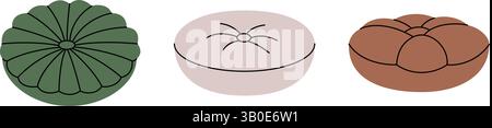 Set of pillows. Comfortable fluffy pillows. Vector illustration. Stock Vector