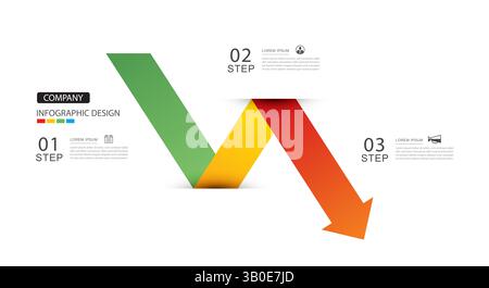 Infographics arrow from green to red layout template. Illustration business stocks abstract background. Stock Vector