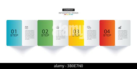 4 data infographics tab layout template. Illustration business abstract background. Stock Vector