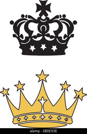 crown monarchy royal hierarchy king queen isolated design icon vector ...