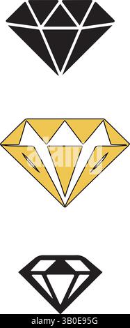 Diamond Vector Design – Elegant Geometric Gem Graphics for Logos & Prints Stock Vector