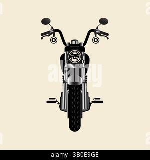 Classic Motorcycle Front View Vector – Retro Bike Silhouette Art Stock Vector