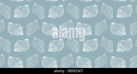 Sea shells, fossils and mollusks seamless pattern Stock Vector