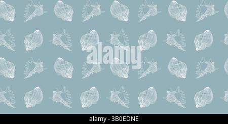 Sea shells, fossils and mollusks seamless pattern Stock Vector