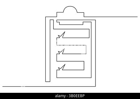 Minimal clipboard illustration using single-line art, clean white backdrop Stock Vector
