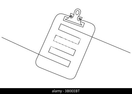 Minimal clipboard illustration using single-line art, clean white backdrop Stock Vector