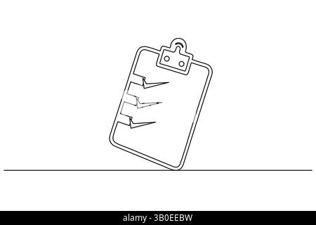 Minimal clipboard illustration using single-line art, clean white backdrop Stock Vector