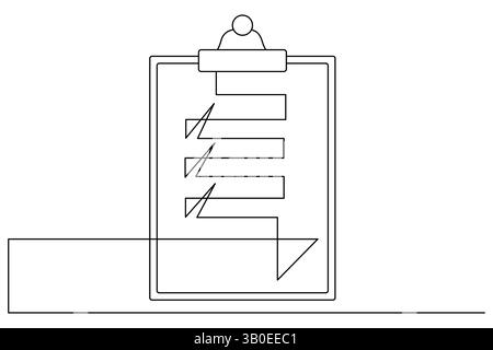 Minimal clipboard illustration using single-line art, clean white backdrop Stock Vector