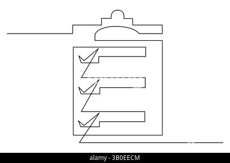 Minimal clipboard illustration using single-line art, clean white backdrop Stock Vector