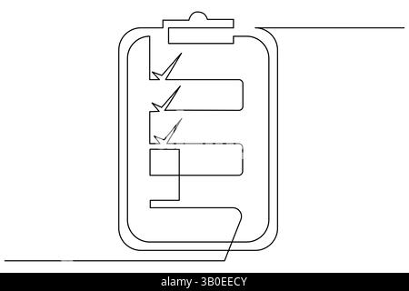 Minimal clipboard illustration using single-line art, clean white backdrop Stock Vector