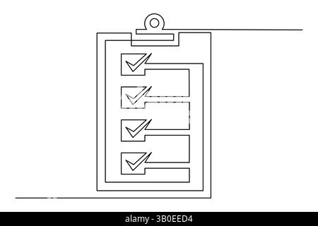 Minimal clipboard illustration using single-line art, clean white backdrop Stock Vector