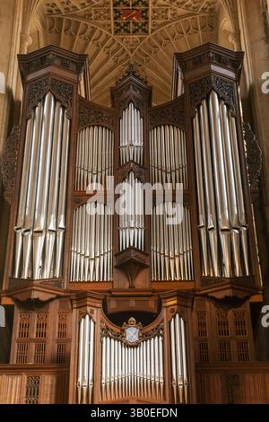 England, Somerset, Bath, Bath Abbey, Abbey Organ Stock Photo