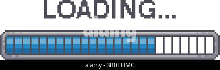 Pixel 8-bit loading bar, video game UI Stock Vector